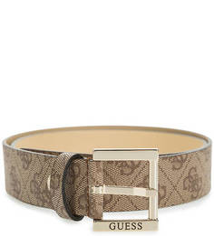 Коричневый ремень с монограммой бренда Guess