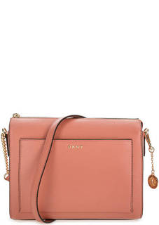 Кожаная сумка кораллового цвета через плечо Dkny