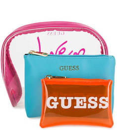 Комплект из трех косметичек на молниях Guess