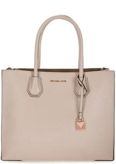 Розовая кожаная сумка с двумя отделами Michael Michael Kors