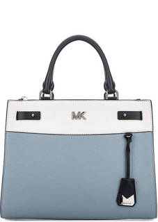 Синяя кожаная сумка со съемным плечевым ремнем Michael Michael Kors