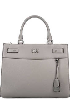 Серая кожаная сумка с короткими ручками Michael Michael Kors
