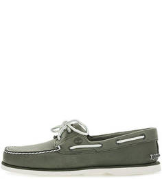 Кожаные топсайдеры цвета хаки Timberland