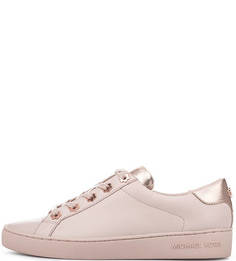 Розовые кожаные кеды с металлическим декором Michael Michael Kors