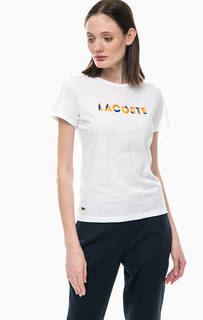 Хлопковая футболка с принтом Lacoste