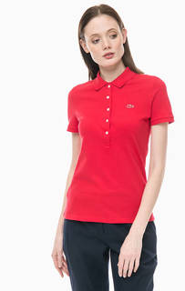 Хлопковая футболка поло красного цвета Lacoste