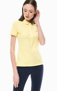 Желтая хлопковая футболка поло с короткими рукавами Lacoste