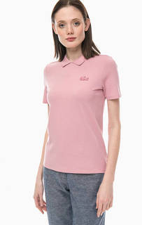 Хлопковая футболка поло розового цвета Lacoste