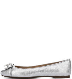 Серебристые балетки из натуральной кожи Michael Michael Kors