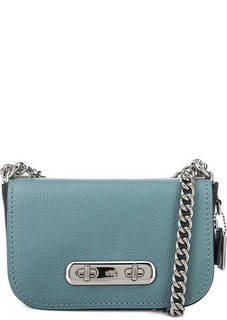 Маленькая кожаная сумка с откидным клапаном Coach