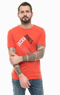 Хлопковая футболка красного цвета Jack & Jones