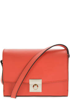 Оранжевая кожаная сумка с откидным клапаном Furla