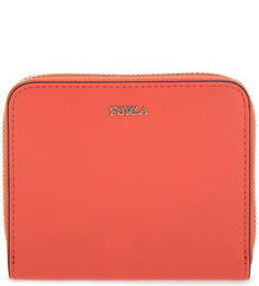 Оранжевый кожаный кошелек на молнии Furla