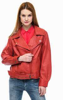 Красная кожаная куртка оверсайз Pepe Jeans