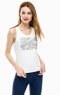 Белый хлопковый топ с декоративной отделкой Pepe Jeans