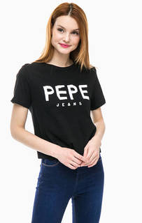 Хлопковая футболка с логотипом бренда Pepe Jeans
