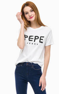 Хлопковая футболка с логотипом бренда Pepe Jeans
