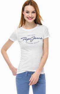 Хлопковая футболка с логотипом бренда Pepe Jeans