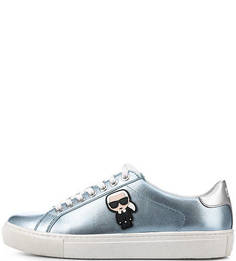 Синие кожаные кеды с нашивками Karl Lagerfeld
