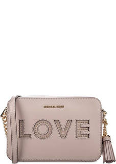 Розовая кожаная сумка с металлической отделкой Michael Michael Kors