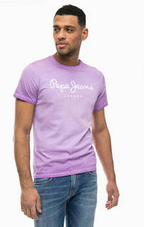 Сиреневая футболка с логотипом бренда Pepe Jeans