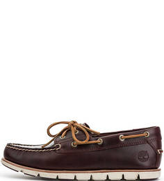 Бордовые топсайдеры из натуральной кожи Timberland