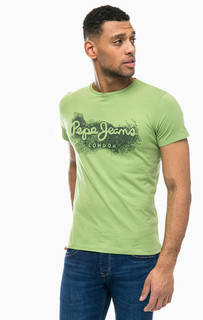 Хлопковая футболка с логотипом бренда Pepe Jeans