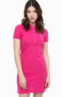 Короткое однотонное платье из хлопка Lacoste