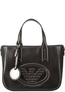 Серебристая сумка через плечо с короткими ручками Emporio Armani