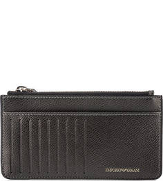 Серебристая визитница на молнии Emporio Armani