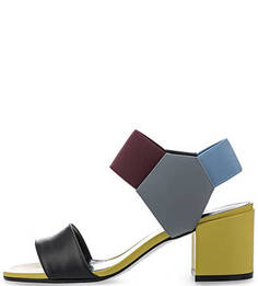 Кожаные босоножки на устойчивом каблуке Pollini