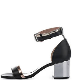 Кожаные босоножки на каблуке Pollini