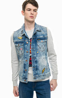 Джинсовый жилет с нашивками Wrangler