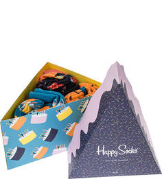Комплект из трех хлопковых носков в подарочной коробке Happy Socks