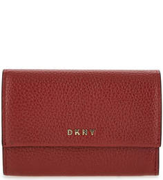 Кожаная визитница с откидным клапаном Dkny