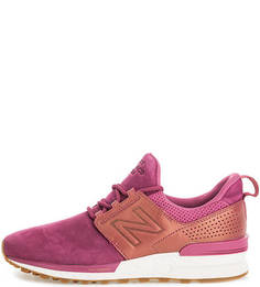Кроссовки из нубука цвета фуксии New Balance