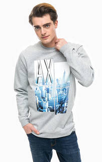 Серый свитшот с принтом Armani Exchange
