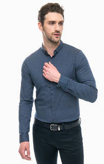 Синяя приталенная рубашка Armani Exchange