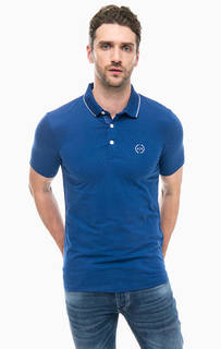 Хлопковая футболка поло синего цвета Armani Exchange