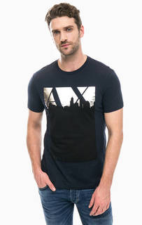 Хлопковая футболка с контрастным принтом Armani Exchange