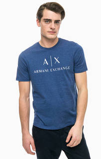 Синяя футболка с принтом Armani Exchange