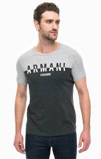 Серая хлопковая футболка Armani Exchange