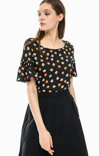 Черная блуза с цветочным принтом Armani Exchange