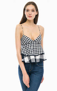 Синий топ в клетку на бретелях Armani Exchange