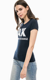 Хлопковая футболка с декоративной отделкой Armani Exchange