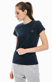 Синяя хлопковая футболка с принтом Armani Exchange