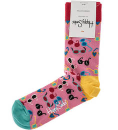 Хлопковые носки розового цвета Happy Socks