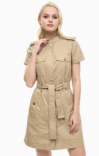 Бежевое хлопковое платье с карманами Michael Michael Kors