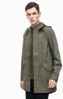 Хлопковая парка цвета хаки Fred Perry