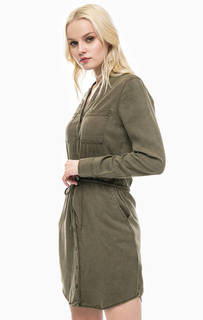 Платье-рубашка цвета хаки Only